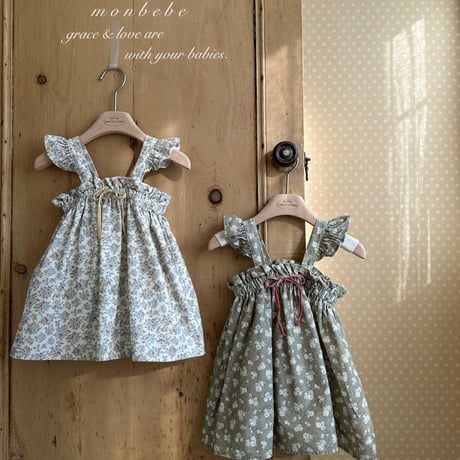 monbebe/39. flower fril one-piece S(1-2Y)-L(5-6Y)