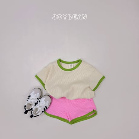 soybean/135. plan ) color mix waffle updown set XS-XL