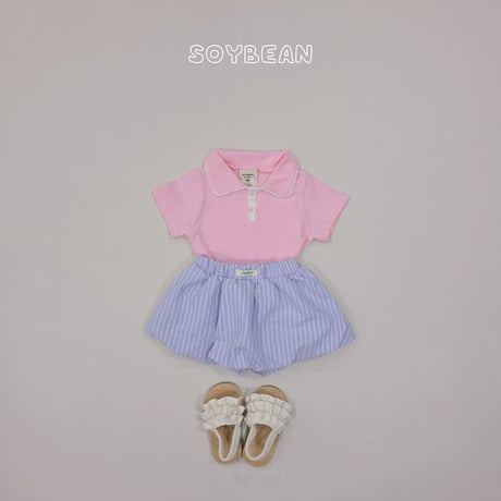 soybean/58. plan ) collar lace half t T-shirt XS-XL