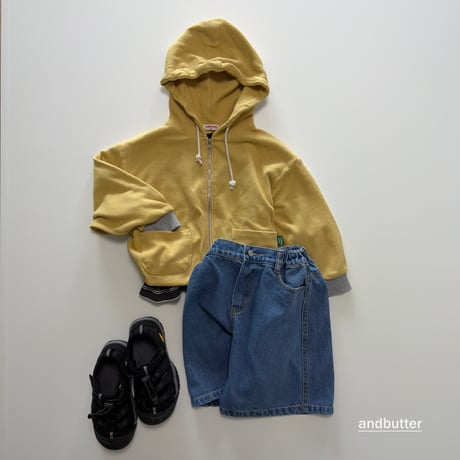 andbutter/64. Tone-on-Tone Pocket Zip-Up Hoodie JS-JM