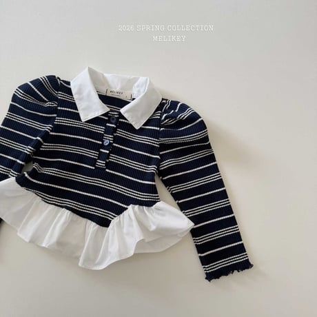 melikey/35. oblique fril collar T-shirt XS-XL
