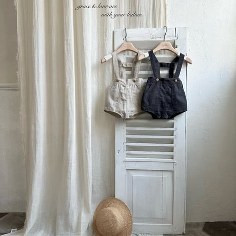 monbebe/15. linen overalls shorts  S(1-2)-XL(7-8)