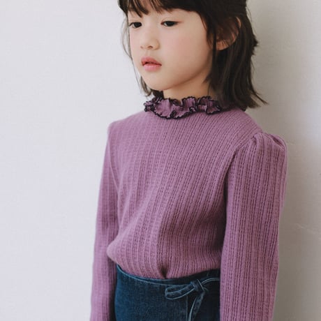 monatelier/20. amel two color fril T-shirt S-2XL