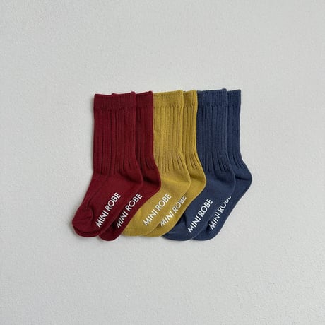 minirobe/45. Cotton Rib Socks 3 Set XS-M