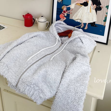 loverosie/9. popcorn hood short zipup L-XL
