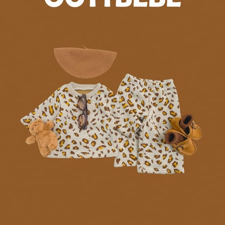 oottbebe/31. leopard knit setup ( knit pants ) set XS(0-1Y)-XL(4-5Y)