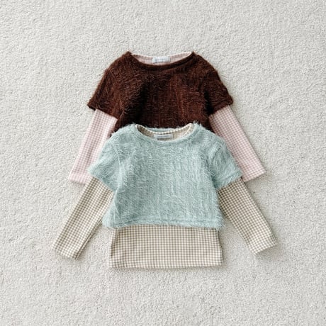 urbanrabbit/50. Check & Hairy Layered Set XS-XL