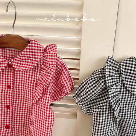 valubebe/95. half check blouse 6M-S