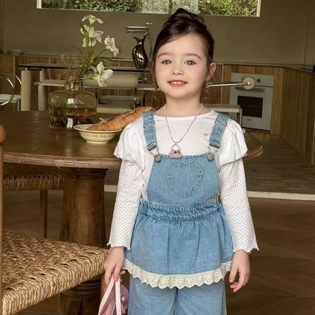 aiai/13. lovely heart denim overalls 90-130