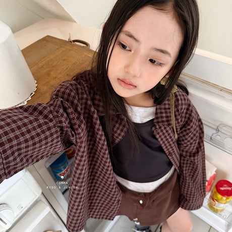 comma/22. check shirt 110-130