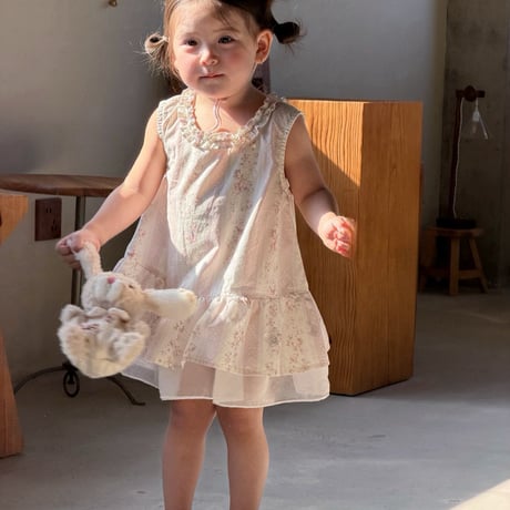 aiai/2. flower fril sleeve one-piece S(6M-2Y)-XL(4-5Y)