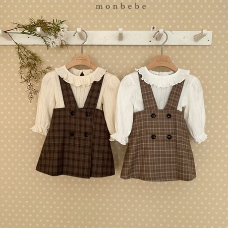 monbebe/7. romi check one-piece S(1-2Y)-L(5-6Y)