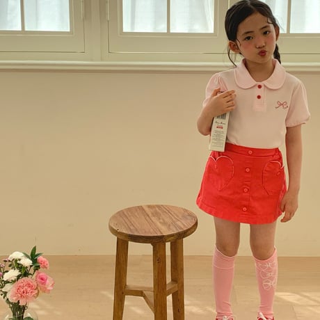 lago/8. ribbon embroidery collar T-shirt S-JS