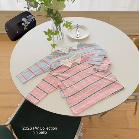 ninibello/38. Milky Stripe Collar T-shirt ADULT