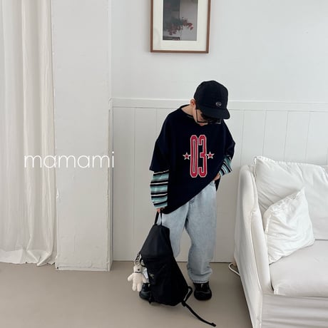 mamami/18. 3 star line T-shirt XS-XL