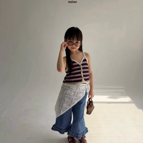 saintdoll/101. peuty fril denim pants S-XL