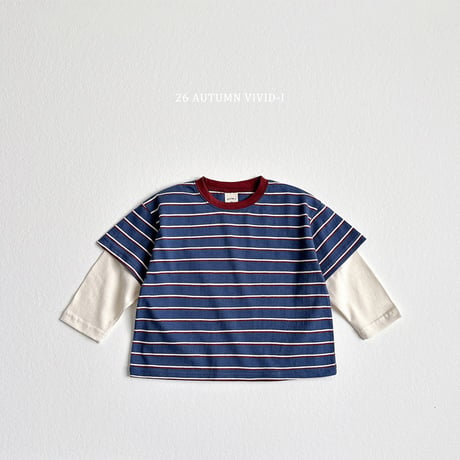 vividi/81. stripe double T-shirt XS-XL
