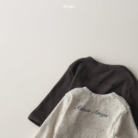 amigo/47. waffle embroidery T-shirt XS-XL