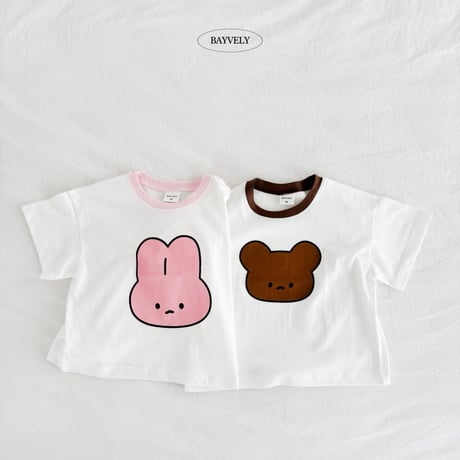 bayvely/15. rabbit bear half t T-shirt XS-XL
