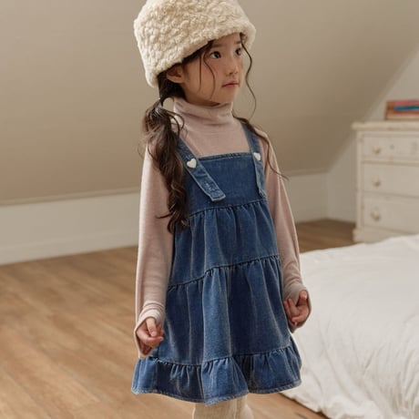 melikey/86. kangkang velvet denim one-piece JS-JM