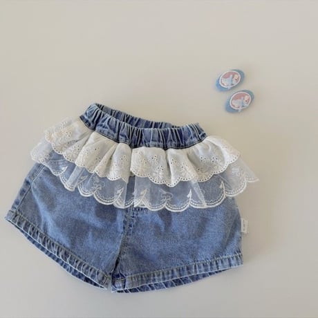 aiai/14. shareman lace denim short pants S(6M-2Y)-XL(4-5Y)