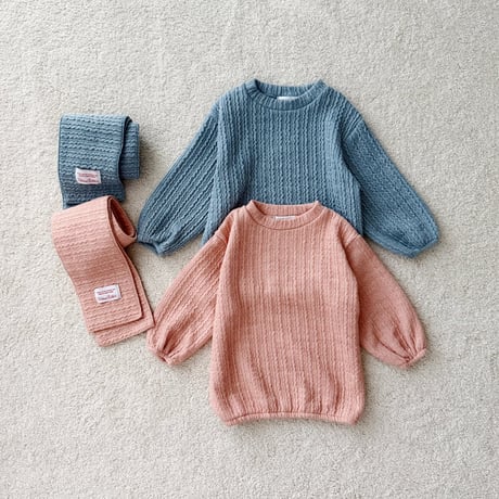 urbanrabbit/71. Cable Long Top & Scarf Set JS-JM