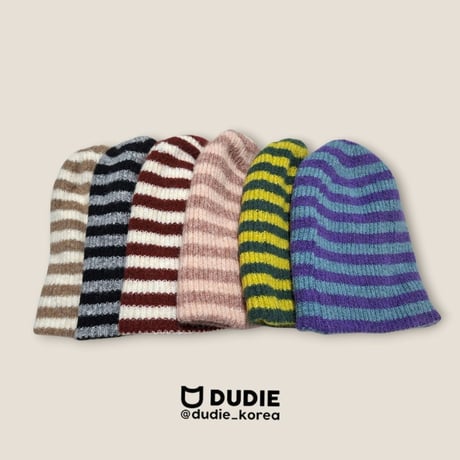 dudie/114. stripe beanie FREE(48-52CM)