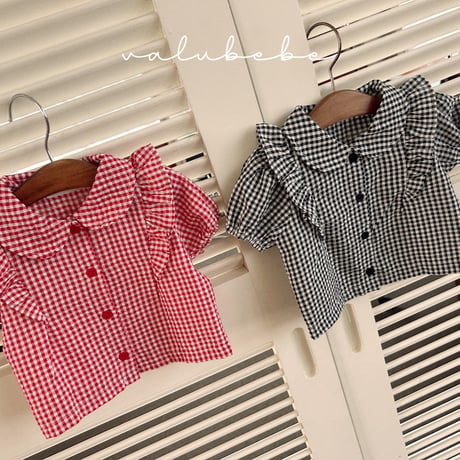 valubebe/95. half check blouse 6M-S