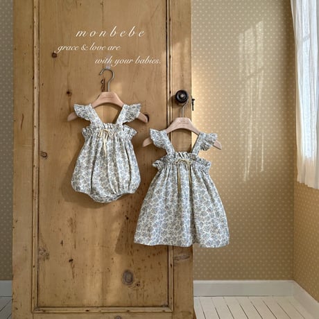monbebe/39. flower fril one-piece S(1-2Y)-L(5-6Y)