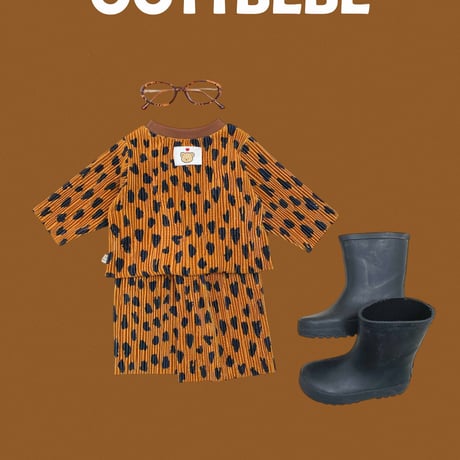 oottbebe/3. velvet leopard plitch updown set XS(0-1Y)-XL(4-5Y)