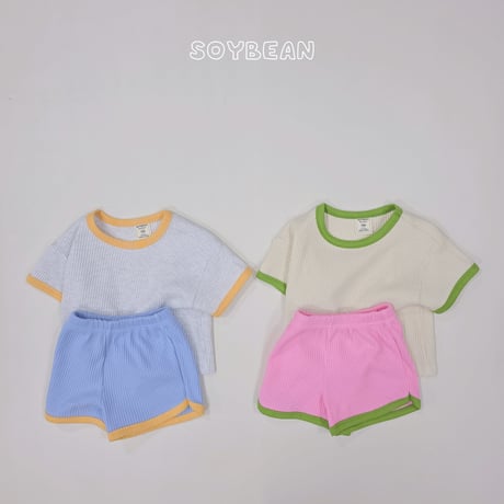 soybean/135. plan ) color mix waffle updown set XS-XL