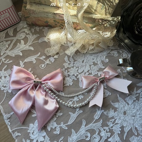 marron/65. pearl ribbon brooch FREE
