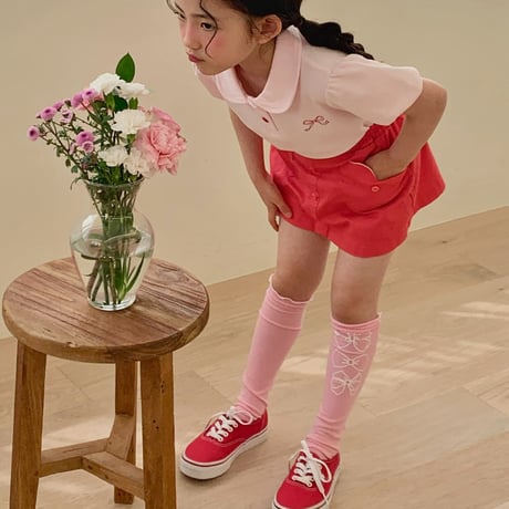 lago/8. ribbon embroidery collar T-shirt S-JS