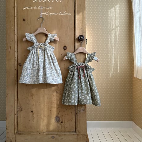 monbebe/39. flower fril one-piece S(1-2Y)-L(5-6Y)