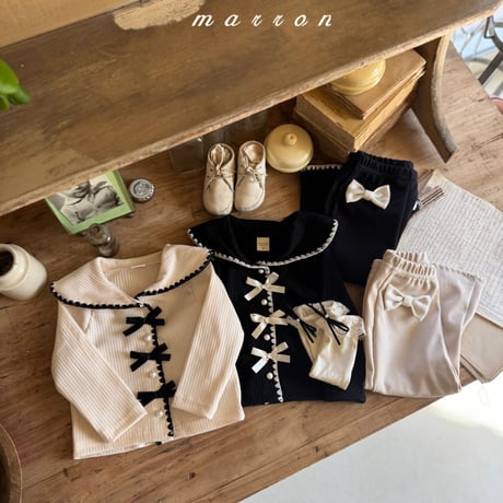marron/8. ribbon socks S(-1Y)-M(1-3Y)
