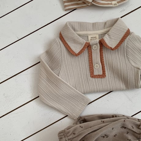bebeholic/30. peach lace T-shirt S-L