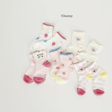 vbunny/9. strawberry socks set S(130-150)-L(180-210)