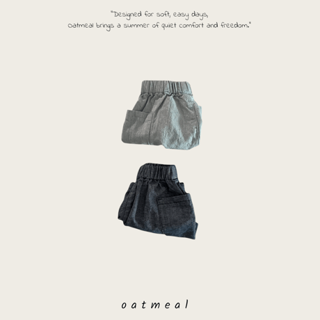 oatmeal/8. pocket denim half pants XS-XL