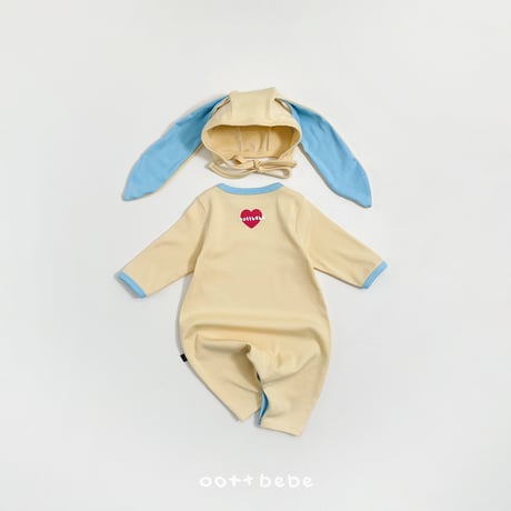 oottbebe/3. modal heart suit + rabbit bonnet set S(0-6M)-M(6-12M)
