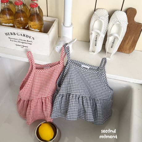 secondmoment/77. milky check fril  S-XL