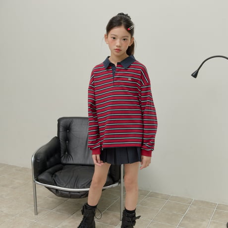 sm2/5. stripe shirts collar T-shirt 9-17