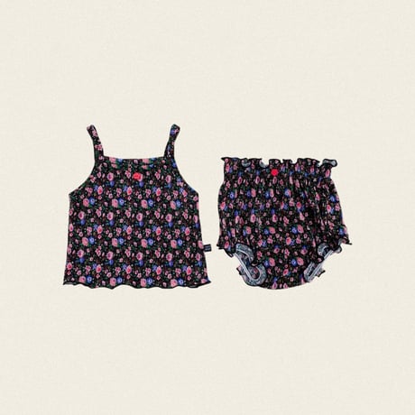 oottbebe/86. flower songe plitch sleeveless bloomer S(0-6M)-M(6-12M)