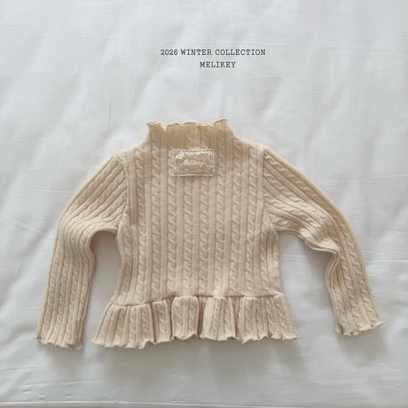 melikey/10. cable fril T knit JS-JM