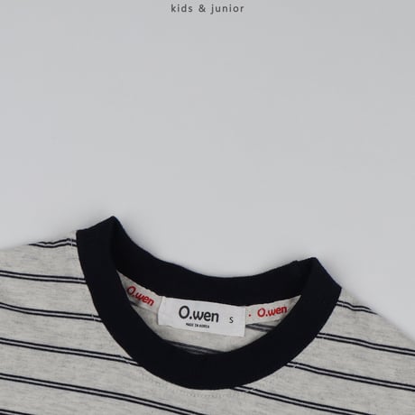 owen/80. mention stripe half t T-shirt JS-JXL