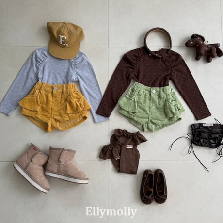 ellymolly/66. zizel dot shirring T-shirt 13-15