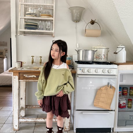 comma/89. check unbal skirt 140-150