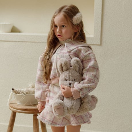melikey/80. check ribbon fril skirt JS-JM