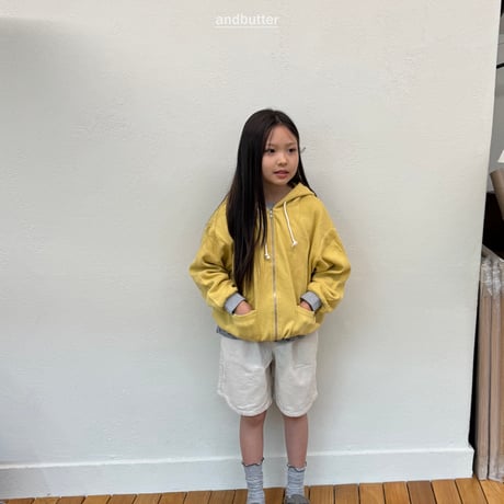 andbutter/63. Tone-on-Tone Pocket Zip-Up Hoodie S-XL