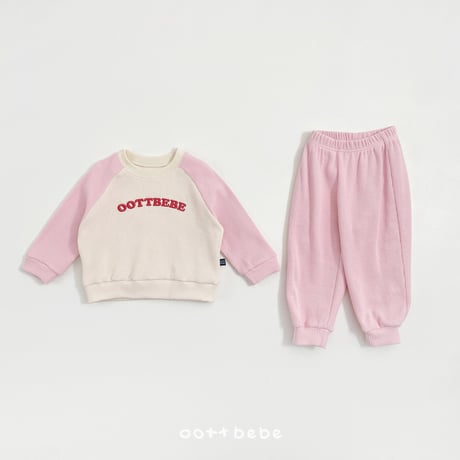 oottbebe/49. lettering waffle updown set XS(1-2Y)-XL(6-7Y)