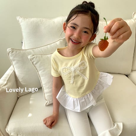lago/18. lace ribbon T-shirt S-JS